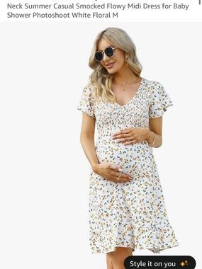 Maternity Short Sleeve Ruffle Dress